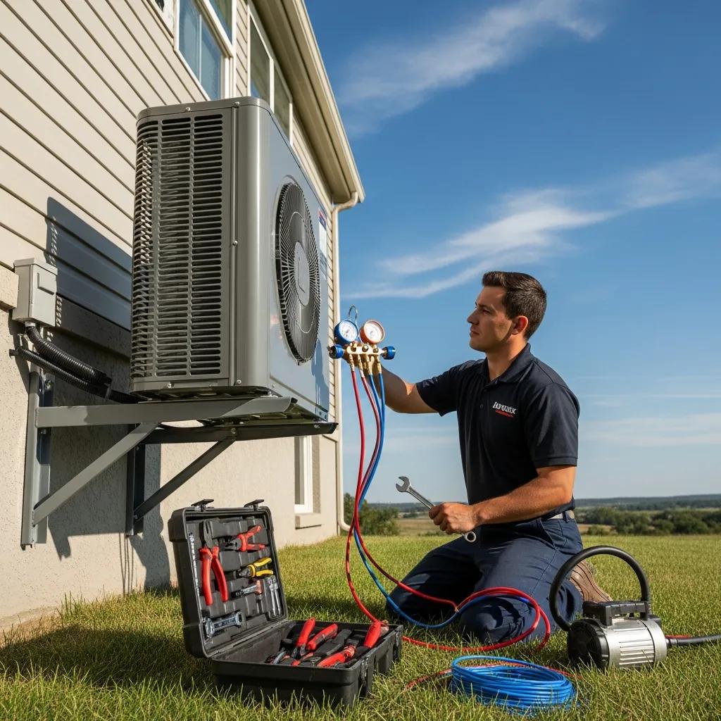 air conditioning installation process with technician and modern unit in residential setting 14483873 af4c 4192 9c58 867d5f9e68ca