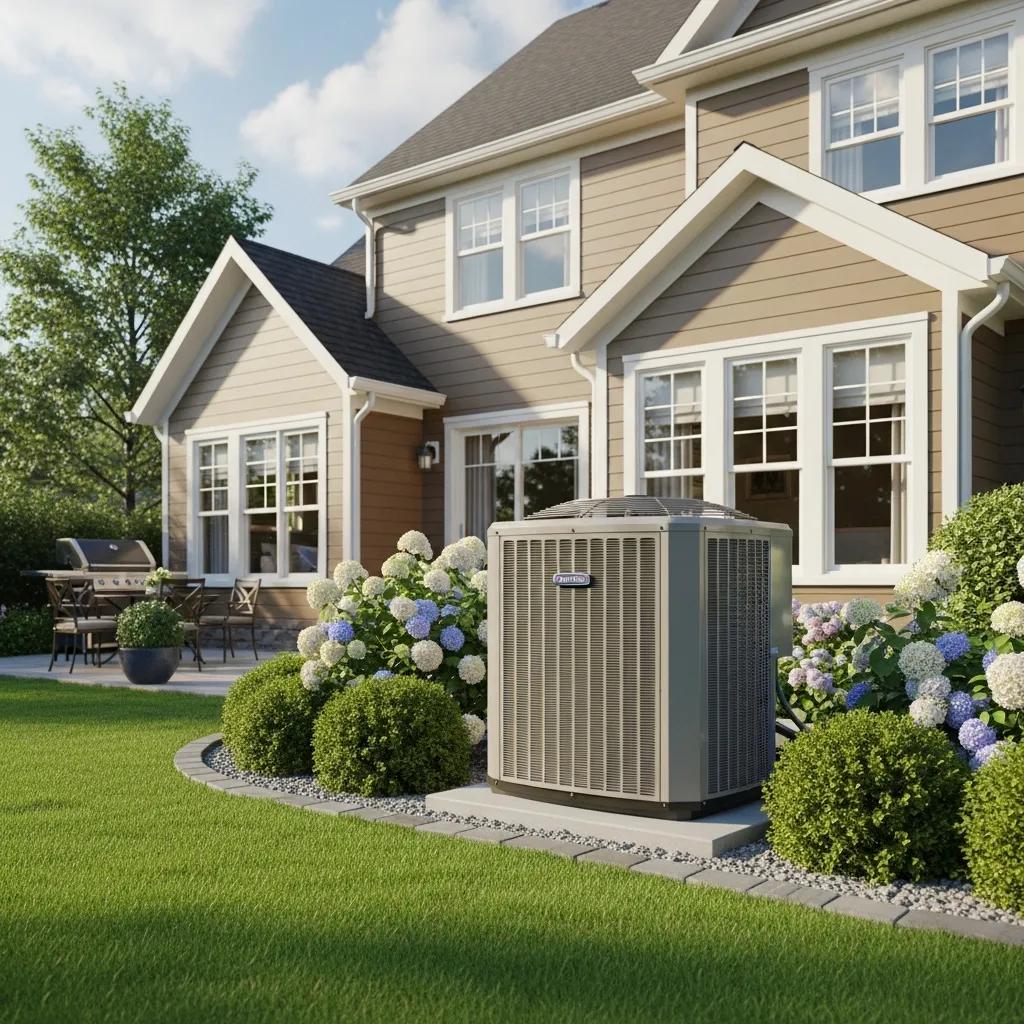 Central air conditioning system installed in a residential setting