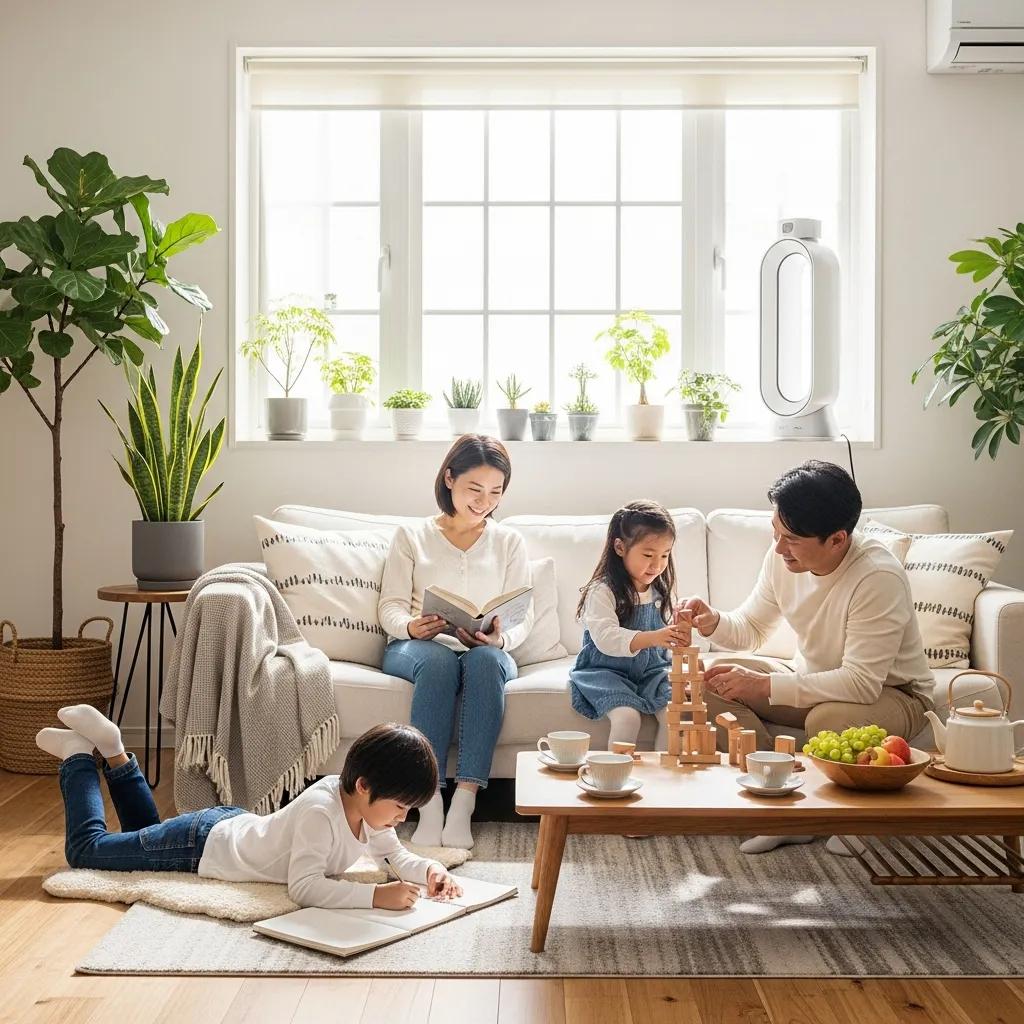 family enjoying a healthy indoor environment with plants and an air purifier f04c912e 810d 4b53 b80c f21e3bc72e58