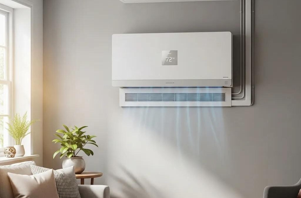 Modern HVAC system in a residential setting, highlighting home comfort and efficiency