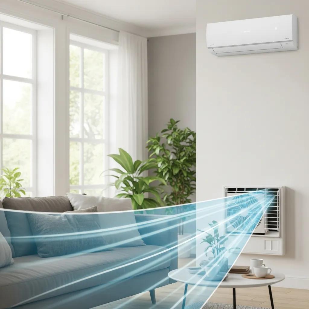 modern living room with air conditioning unit emphasizing summer energy savings a33ebde9 4044 41d9 bccf a6ed667ab5dd