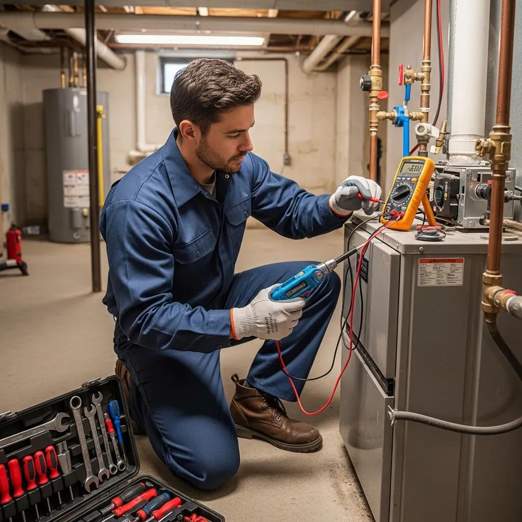 Technician inspecting an HVAC unit, emphasizing the importance of recognizing replacement signs