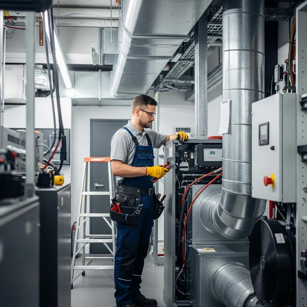 commercial hvac technician working on a modern hvac system in a business environment ce9f5558 6169 43d8 aa8b dca61ebcf324