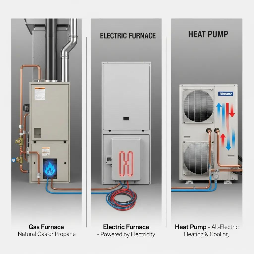 Overview of furnace options &mdash; gas, electric, and heat pump &mdash; for Greenville homes