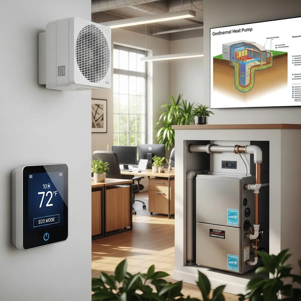 Energy-efficient HVAC systems displayed in a modern office setting