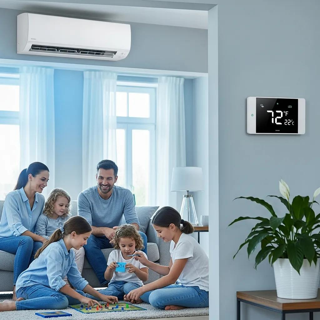 Family relaxing comfortably indoors after a professional AC installation