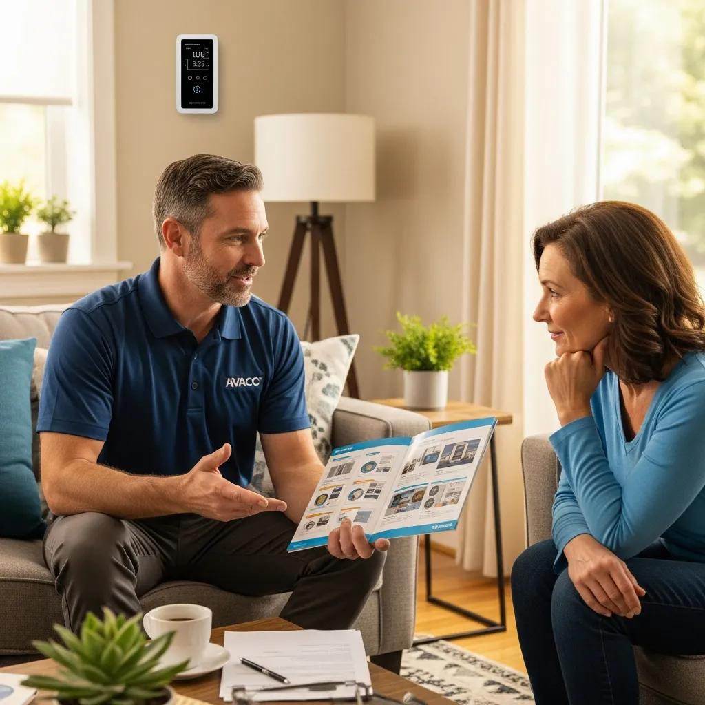 homeowner consulting with hvac contractor about heating and cooling options 0411db39 5dcb 406c 8731 c5cc999ba768