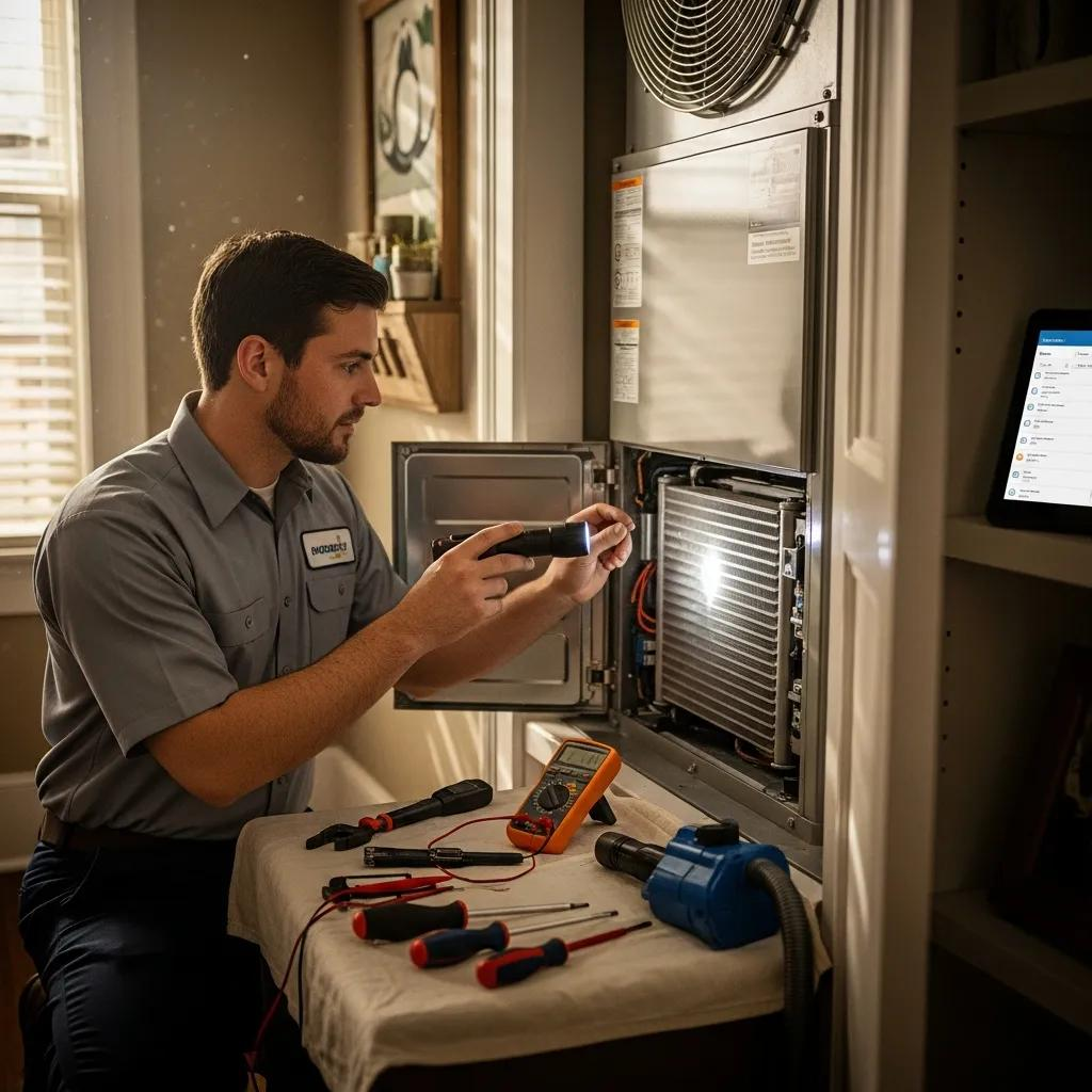 hvac technician performing maintenance in a greenville home showcasing the importance of routine upkeep 57d70d7b ea7e 44a1 9231 acf0a68ca0fb