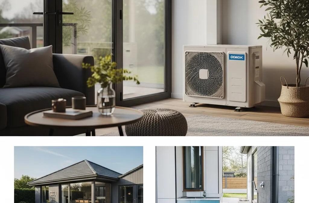 Modern heat pump system in a residential setting, highlighting year-round comfort