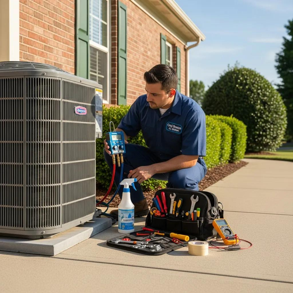 technician inspecting an air conditioning unit in a residential setting 36fb1a7d 1eca 4f8d 94ea 457f88a39dd0
