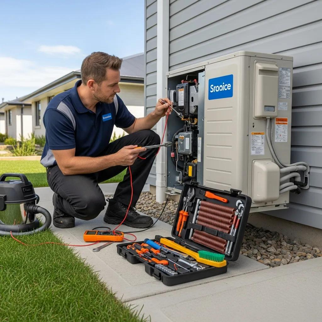technician repairing a heat pump in a residential setting emphasizing hvac expertise 712cf5b4 9cd6 4d09 b735 9400f090a361