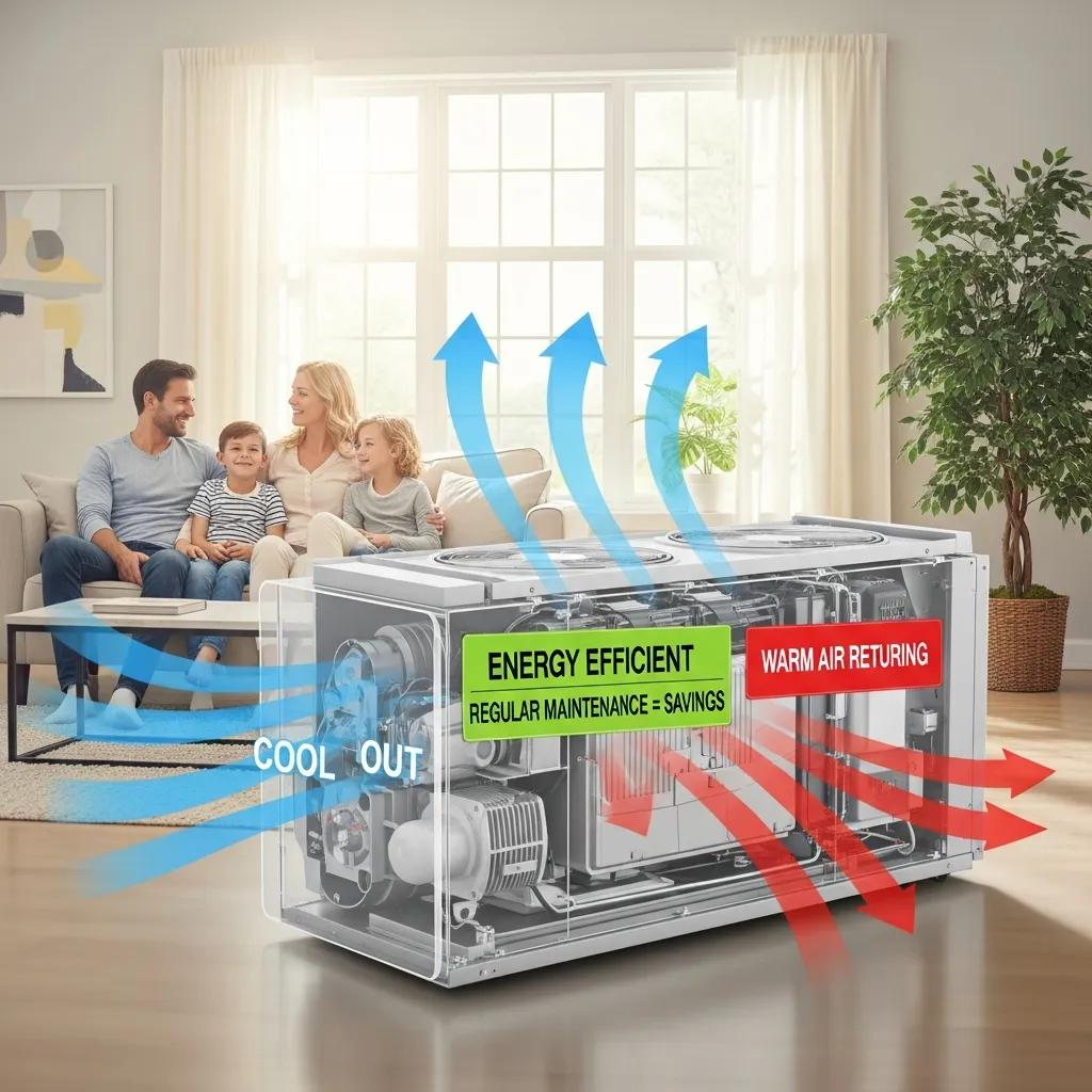Well-maintained HVAC system in a cozy living space, illustrating energy efficiency benefits